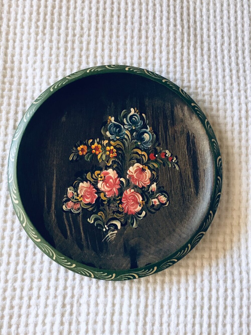 Vintage 70s Austrian Decorative Wood Plate